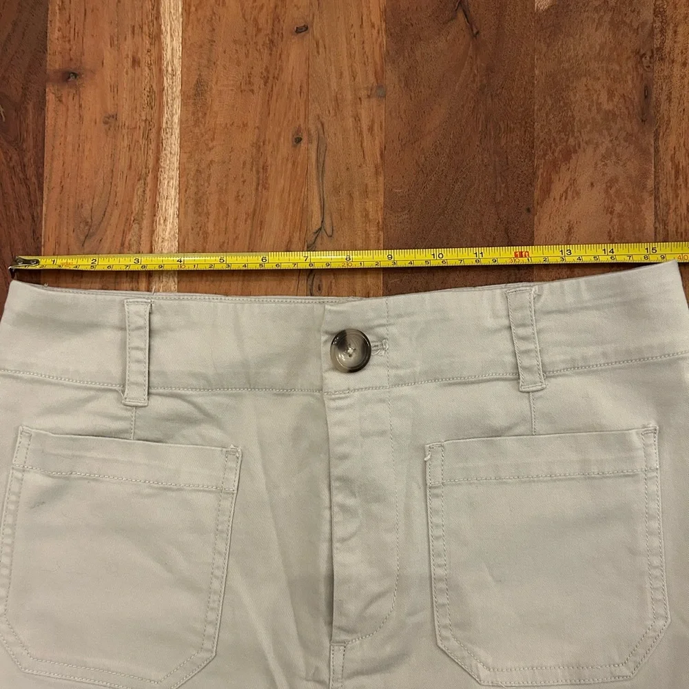 Maeve Cream Cropped Wide-Leg Jeans with Yellow & Gray Zigzag Hem - Picture 4 of 6